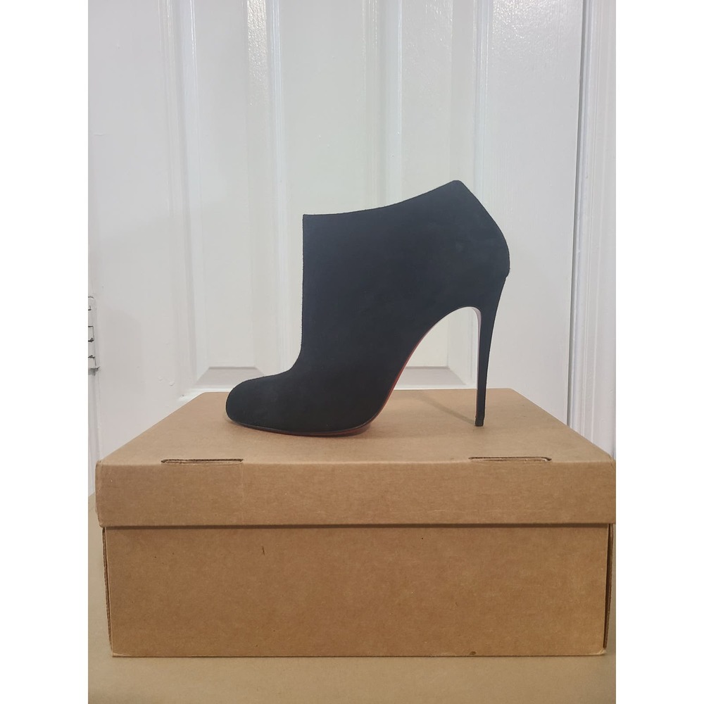 Christian Louboutin Belle Heeled Boots Booties Suede Black Red Bottom 41 11